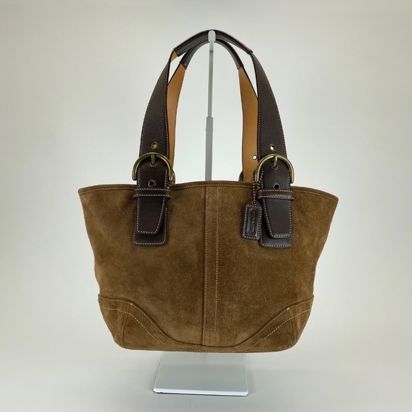 Coach Handbags - Coach Brown Suede Tote Shoulder Bag - D3S-9522